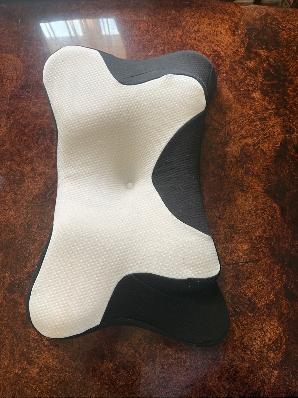 Contour Support Pillow in White and Black for Neck Relief
